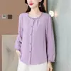 Camisa de algodão e linho bordada para mulheres, nova blusa estilosa vintage que rejuvenesce, outono 2025, top moderno de algodão e linho