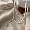 Adorno de Corazón ~ Collar Apilado de Perlas Finas Shijia, Cadena para Clavícula Femenina y de Alta Gama, Cadena para Suéter con Diseño de Nicho