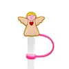 Protector de pajita de silicona de dibujos animados compatible con botellas de agua Stanley, tapa de pajita a prueba de polvo y manchas, decoración de regalo de Navidad
