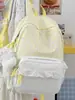 Mochila dulce con estampado estilo coreano para estudiantes de secundaria y preparatoria, con un diseño de ribete de encaje femenino, para uso transfronterizo.