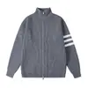 Cárdigan de Punto Holgado para Hombre, Chaqueta Suéter Rayada Roja de Otoño e Invierno, Suéter con Cremallera, Abrigo Cardigan de Punto para Hombre