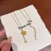 Collar de Clavícula de Lujo con Borla y Colgante de Calabaza Pequeña Estilo Chino Antiguo para Cadena de Suéter de Otoño e Invierno