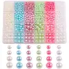 Set de Perlas Artificiales Perforadas Sueltas DIY Coloridas Redondas de ABS Materiales para Joyería Accesorios Caja de 24/28 Compartimentos