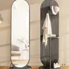 Guarda-Roupa Influenciador de Corpo Inteiro Móvel Estilo Francês para Quarto com Prateleira de Armazenamento, Espelho de Rouparia Giratório Multifuncional de Chão