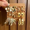 Pendientes Europeos y Americanos Transfronterizos Nueva Moda Simples Creativos de Personalidad Forma de C Gota de Agua Flor Set de Pendientes para Mujer Gama Alta Versátiles