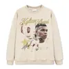 Nueva camiseta retro estilo americano de Mbappé con estampado de firma en fuente dorada, camiseta informal de algodón pesado de manga corta de moda