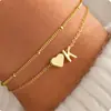 Pulsera de Corazón Transfronteriza de Amazon Nueva Europea y Americana con 26 Iniciales Inglesas, Joyería Moderna, Tendencia, Sencilla y Elegante