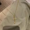 Collar con Colgante de Cruz de Purpurina Fina de Moda Lujo Nicho Gama Alta Cadena Versátil para Clavícula Venta al por Mayor