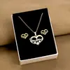Conjunto de Brincos Corrente de Clavícula Coração Geométrico Estilo Metal Personalizado Europeu e Americano Design de Aço Inoxidável Transfronteiriço Colar da Moda