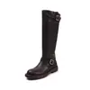 Botas de Cavaleiro Grossas de Calibre Grande de 40cm para MM Inverno Espessas Salto Médio Bico Redondo Fivela de Cinto Alargadas Cano Alto Botas Longas Femininas