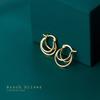 Nalan s925 Hebilla de Tremella Anillo de Tres Capas Simple de Moda Estilo Japonés y Coreano Joyería Elegante para las Orejas G2808