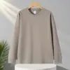 Sudadera nueva de algodón pesado con cuello redondo, corte holgado, estilo masculino, color liso, top casual, disponible en varios colores