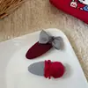 Novo Prendedor de Cabelo Vermelho com Laço Estilo Coreano, Prendedor Lateral de Tecido Feito à Mão para Crianças, Prendedor para Franja