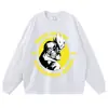 Camiseta de manga corta con estampado negro lavado y desgastado, marca europea y americana de moda, top de verano holgado retro americano bidimensional