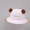 Adorable Sombrero de Bebé Oso Cachorro con Letras Primavera y Verano Delgado Transpirable Sombrero de Protección Solar para Niños y Niñas Sombrero de Pescador de Ala Ancha para Bebé
