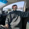 Sudadera con cremallera diagonal estilo americano de patrón de espiga para hombre, ropa de primavera, camiseta de manga larga a rayas de cuello medio alto, camiseta interior