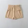 933-25 Shorts de Punto Calientes de Invierno para Chica con Cintura Alta, Diseño Delgado, Puños, Pantalones Casuales de Punto para Mujer para Usar como Ropa Exterior