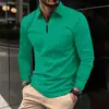 Nuevo Estilo Sitio Independiente Ebay Transfronterizo Moda Masculina Europea y Americana Camisa Polo de Manga Larga con Cuello de Solapa