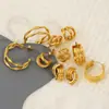 Pendientes de Acero Inoxidable de Moda con Forma de C de Doble Capa Transfronterizos para Mujer Pendientes de Botón Simples Versátiles de Acero de Titanio de Gama Alta al por Mayor