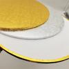 Base para pastel de tablero de densidad de oro y plata con patrón de rosa pequeña, tapete redondo para pastel, bandeja para pastel, tablero de MDF para pastel