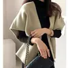 Chic Coreano Otoño e Invierno Nuevo Versátil Color Sólido Chaleco sin Botones Capa Corta de Manga Corta Chaleco Cárdigan de Lana Chaqueta Corta para Mujer