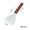 Espátula para Barbacoa de Acero Inoxidable con Mango de Madera, Herramienta para Barbacoa al Aire Libre, Espátula para Freír Bistecs, Anti-quemaduras, Mango Antideslizante, Espátula Multifuncional para Freír