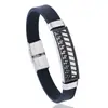 Pulsera de acero inoxidable de silicona con personalidad de moda europea y americana, pulsera de acero de titanio, joyería de fábrica al por mayor, venta caliente transfronteriza