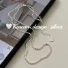 Collar Versátil Minimalista Estilo Coreano Ins-Inspired Cadena Lisa Plata de Ley S925 Abalorio Engastado Facetado Brillante Círculo Liso