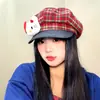 Bonito Boina Cuadros Retro Kt para Mujer Otoño e Invierno 2025 Nuevo Estilo Literario que Favorece el Rostro Boina Octagonal Pequeña Gorra de Periódico