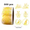 Pegatina de Conejo de Pascua Bronce Transparente Transfronteriza Etiqueta Redonda Pegatina Regalo de Fiesta Pegatina de Sello Transparente Fábrica