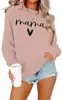 Moletom Feminino Casual de Manga Longa com Gola Redonda, Caimento Solto, Estilo Mom, Camiseta Gráfica, Blusa de Vestir