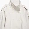 Chaqueta Cortavientos Casual de Doble Botón de Estilo Europeo y Americano Versátil con Cuello Alto para Mujer, Nueva Colección Otoño 2026, en Blanco