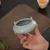 Quemador de Incienso de Porcelana Ru, Ofrenda de Cerámica para Buda, Quemador de Incienso Creativo Estilo Antiguo, Portaincienso de Bobina de Sándalo para Interiores, Quemador de Incienso de Doble Asa, Portaincienso, Soporte para Incienso