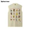 Camiseta sin mangas de moda nacional retro divertida de gato de verano para hombre y mujer, hip hop, moderna, holgada, casual, para parejas, sudadera top T