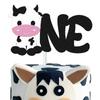 Animal de granja vaca una tarjeta para pastel bebé uno decoración de escena de fiesta de primer cumpleaños tarjeta para pastel