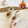 Botas de Algodón de Oso de Dibujos Animados Peludo para Niñas Zapatos de Algodón Felpudos para Bebé Botas de Nieve Cálidas con Forro de Felpa Invierno Nuevo