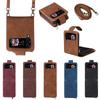 Funda de cuero con patrón esmerilado para Zflip5, plegable, con cremallera, monedero, funda protectora para Samsung Zflip3, almacenamiento de tarjetas