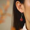 Pendientes de ágata roja de 12 mm con borlas para mujer, nuevos pendientes de estilo chino, pendientes rojos, exquisitos cheongsam