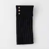 Pierneras de Punto Grueso con Botones Retro para Otoño e Invierno para Mujer Estilo Chica Picante Cubre Pantorrillas Adelgazantes Combinadas con Zapatos Pequeños de Cuero Pierneras de Lana