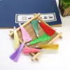 Al por mayor 6 cm Borla Pequeña Flecos Metal Plata Tapa Colgante Marcador de Libros Colgante Borla Accesorios para Tocados Pendientes Adorno de Borla Colgante Pequeño