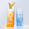Trofeo de cristal personalizado con panel biselado iridiscente fluido, estrella de cinco puntas, premio de alta gama para la reunión anual de la empresa, premio al empleado destacado