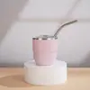 Nueva Taza Mini de Acero Inoxidable Transfronteriza con Tapa, Taza de Café con Popote, Taza Tipo Bowl de 4 oz, Copa Pequeña Portátil para Vino para Exteriores