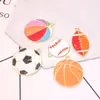 Accesorios de aleación con goteo de aceite serie de pelotas deportivas de baloncesto colgante DIY joyería hecha a mano llavero colgante de collar accesorios