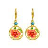 Nuevos y originales pendientes de esmalte con forma de flor hueca, estilo chino, exquisitos y elegantes, estilo palaciego, estilo antiguo para mujer.