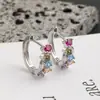 Pendientes Coloridos de Zirconia para Mujer, Diseño de Nicho, Pequeños, Exquisitos y Versátiles Pendientes, de Alta Gama, Pendientes Dulces y Frescos Sexys y Pendientes