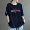 Camiseta de Manga Corta para Mujer, Moda y Tendencia Verano Nuevo Estilo, Corte Holgado, Adelgazante, Versátil, Estampada, Estilo Coreano, Top Simple de Cuello Redondo, Ins
