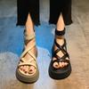 Sandalias de Plataforma de Suela Gruesa de Moda para Mujer Verano 2025 Nuevas Las Más Fáciles de Combinar con Tira Fina Cruzada Hueca Cremallera Trasera Botas Romanas