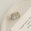 Anillo de encaje de oro para café estilo blogger con diamantes para mujer, diseño abierto retro francés, anillo de índice de lujo ligero de nicho