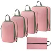 Conjunto de Compressão para Armazenamento de Viagem com 7 Peças para Roupas Sapatos Higiene Pessoal Cosméticos Sacos de Armazenamento Sacos Impermeáveis Armazenamento Portátil