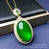 Pendente de jade com incrustação de ouro de calcedônia natural colar de pingente de jade feminino fornecimento ao vivo atacado de bem-estar quente